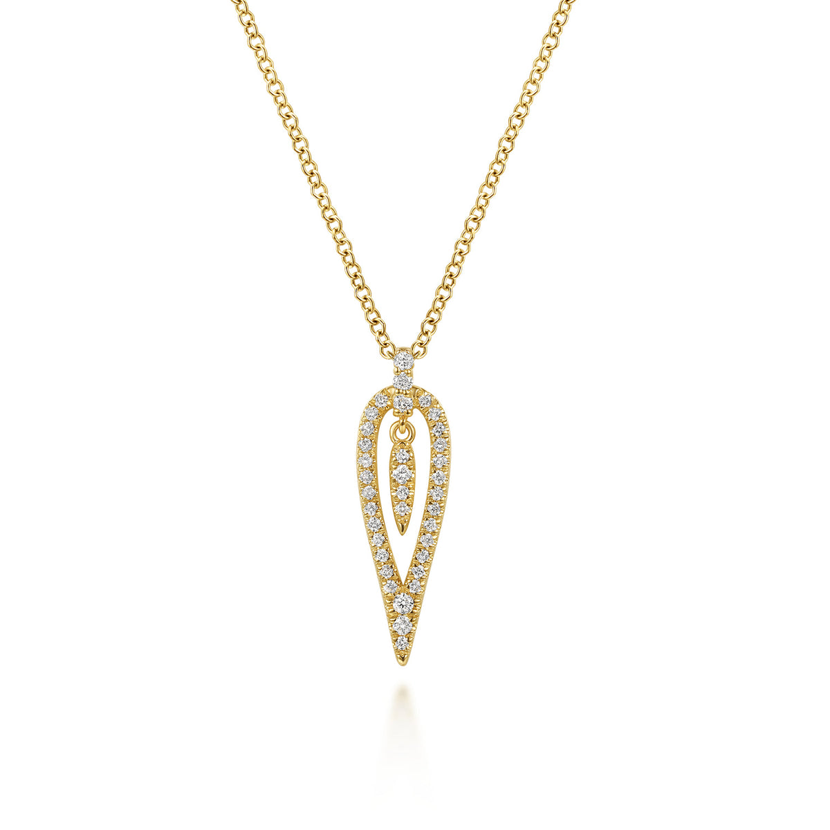 14K Yellow Gold Diamond Inverted Teardrop Pendant Necklace — Gabriel & Co. NK8292Y45JJ