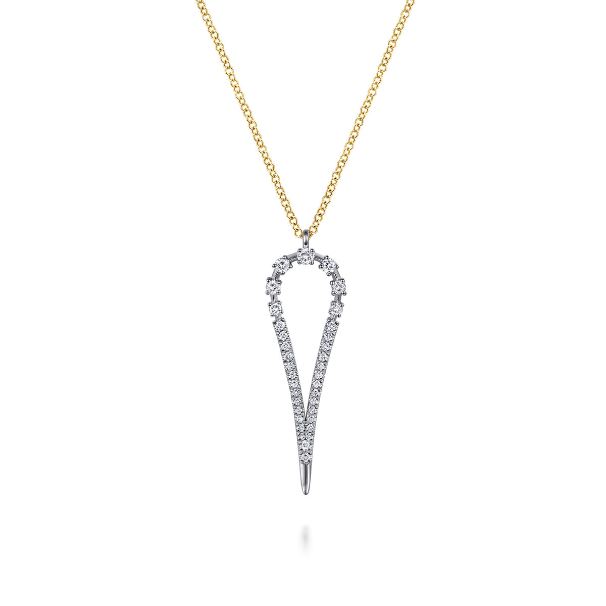 14K White&Yellow Gold Graduating Diamond Pendant Necklace — Gabriel & Co. NK8297M45JJ