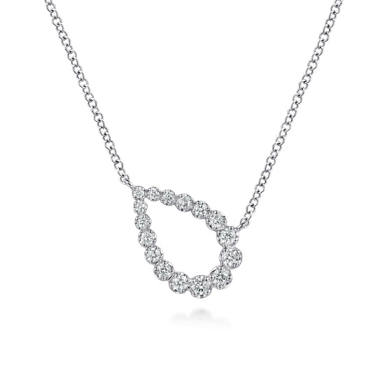 14K White Gold Graduating Diamond Pear Shape
Pendant Necklace — Gabriel & Co. NK8307W45JJ
