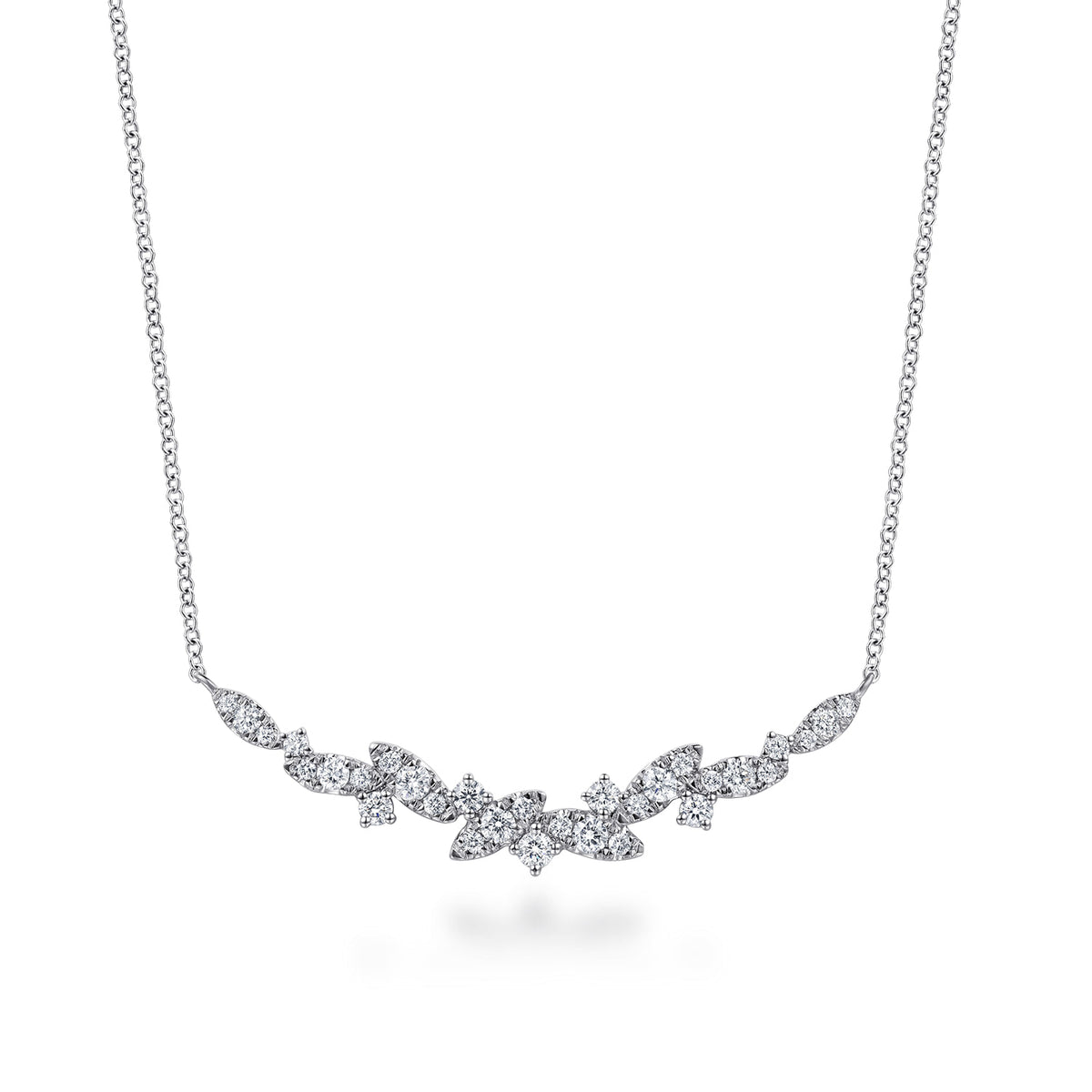 14K White Gold Diamond Marquise Bar Necklace — Gabriel & Co. NK8311W45JJ