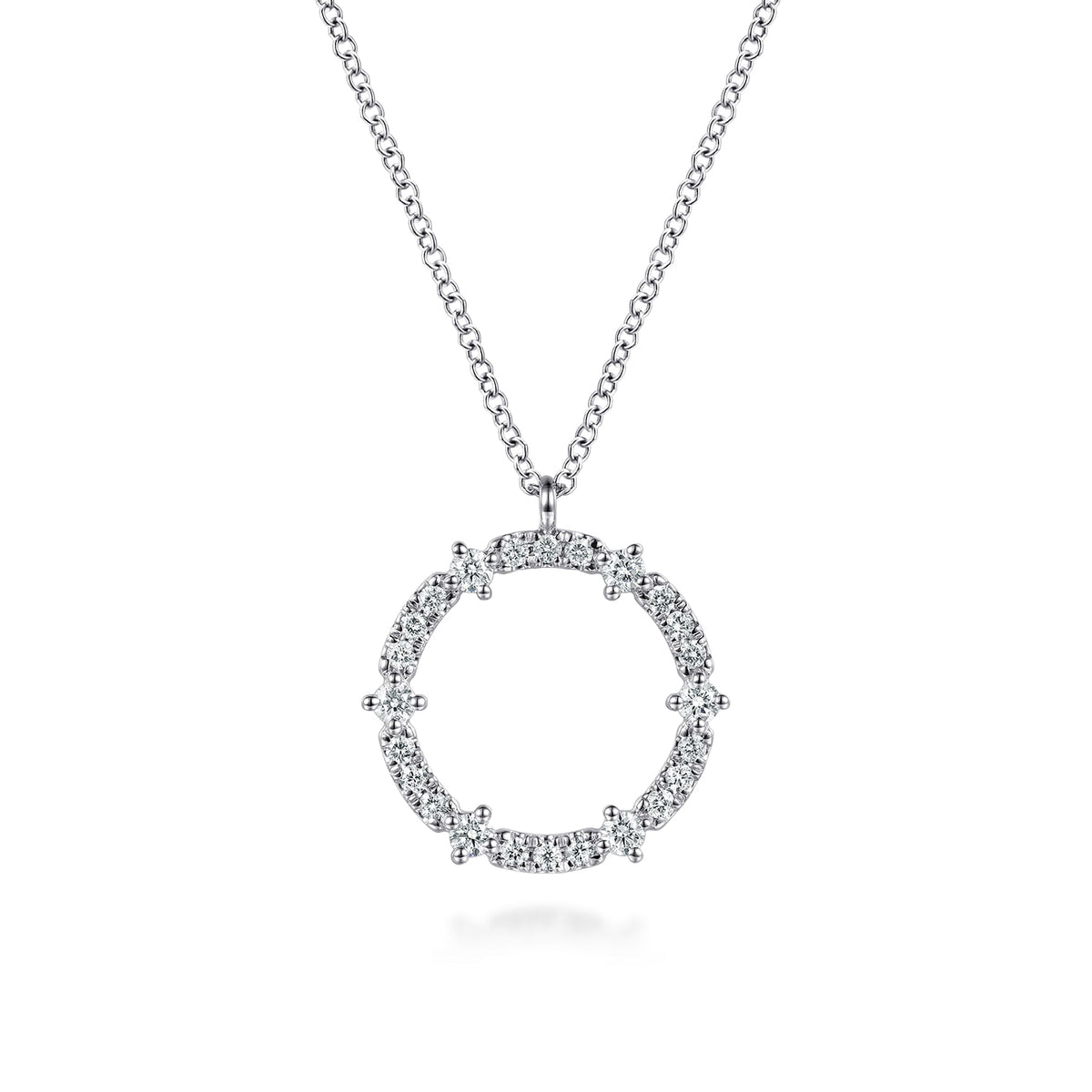 14K White Gold Diamond Circle Pendant Necklace — Gabriel & Co. NK8314W45JJ