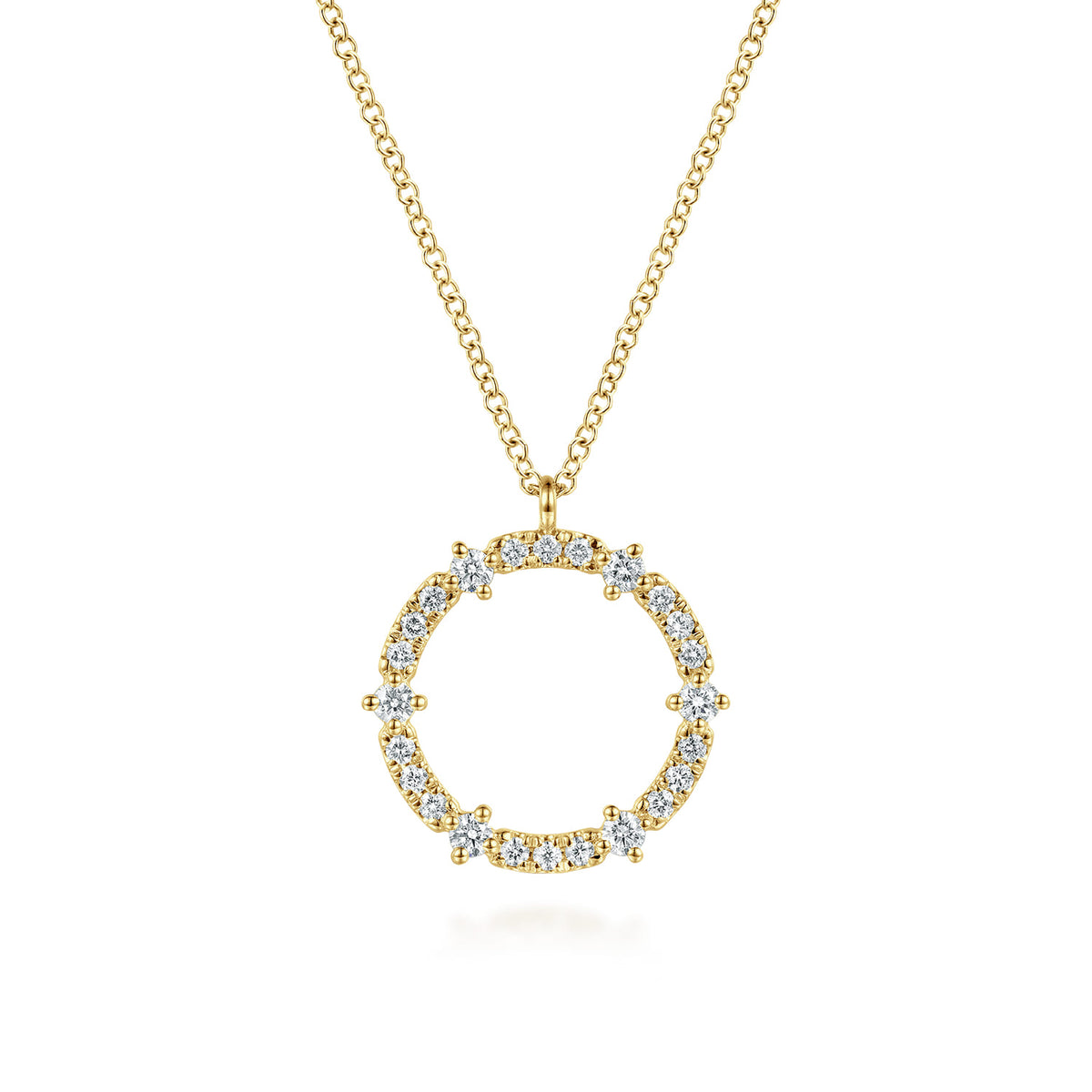 14K Yellow Gold Diamond Circle Pendant Necklace — Gabriel & Co. NK8314Y45JJ