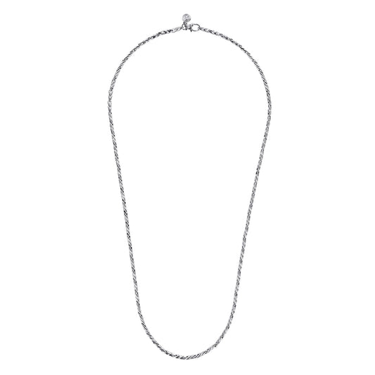 24 Inch 3.2mm 14K White Gold Mens Hollow Link Chain Necklace — Gabriel & Co. NKM6767-24W4JJJ