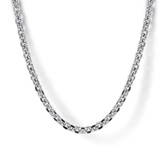 22 Inch 2.85mm 14K White Gold Mens Hollow Link Chain Necklace — Gabriel & Co. NKM7009-22W4JJJ