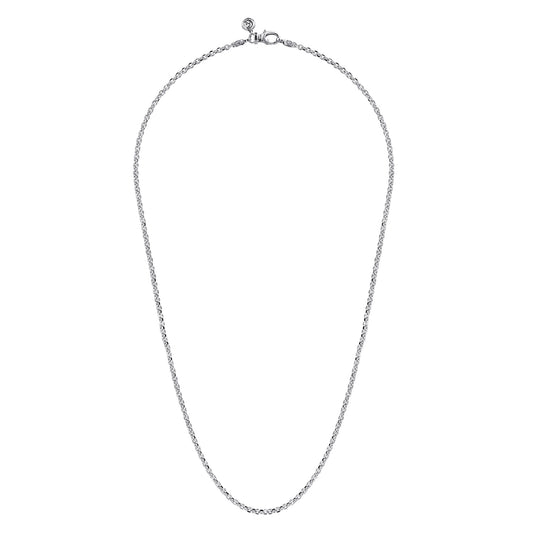 22 Inch 2.85mm 14K White Gold Mens Hollow Link Chain Necklace — Gabriel & Co. NKM7009-22W4JJJ