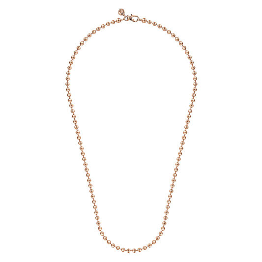 22 Inch 4mm 14K Rose Gold Mens Hollow Ball Chain Necklace — Gabriel & Co. NKM7155-22K4JJJ