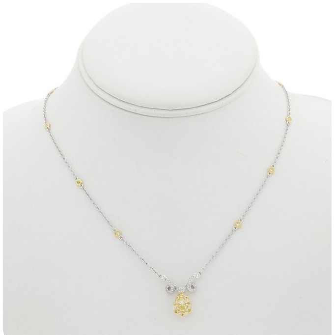 Pear Shape Fancy Yellow Diamond Necklace — view 3