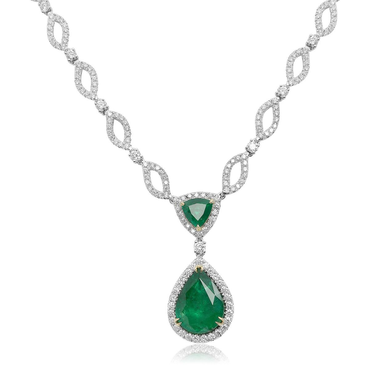 Ornate Pear-shaped Emerald Necklace — view 1