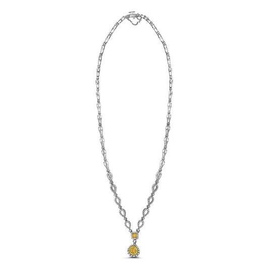 Two Tone Diamond Pave Drop Necklace — view 2