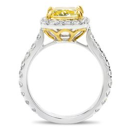Cushion Fancy Yellow Diamond Ring — view 2