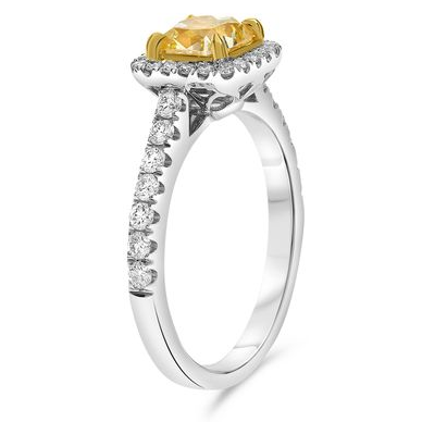 Yellow Diamond Ring with White Diamond Accents — view 3