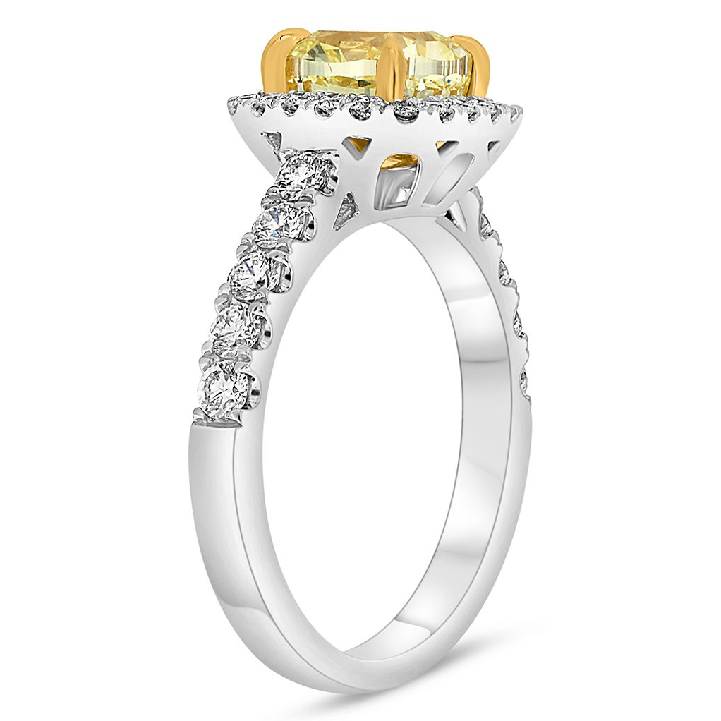 Cushion Fancy Yellow Diamond Ring — view 3