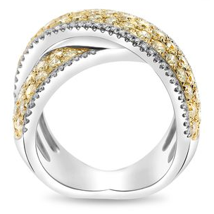 Diamond Crisscross Ring in 18K White and Yellow Gold — view 2