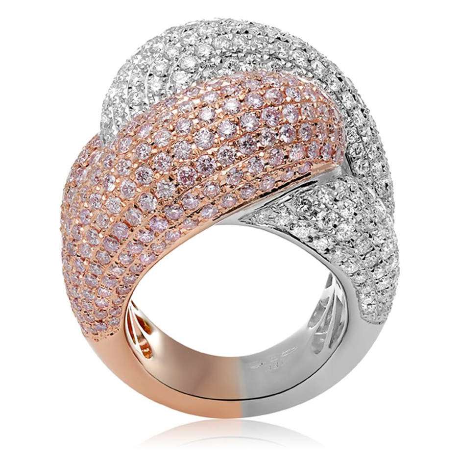 Pink & White Diamond Pave Fashion Ring — view 4