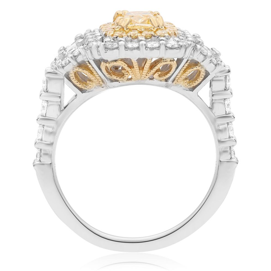 Double Halo Diamond Side Stone Ring — view 2