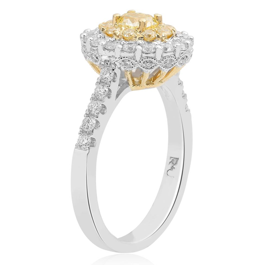 Oval Fancy Yellow Diamond Ring — view 2