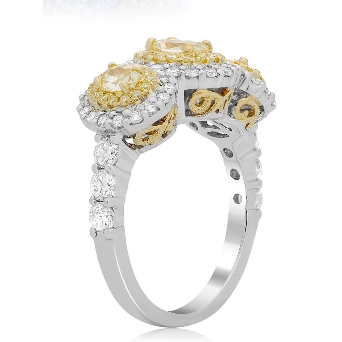 Oval Fancy Yellow Diamond Ring — view 3