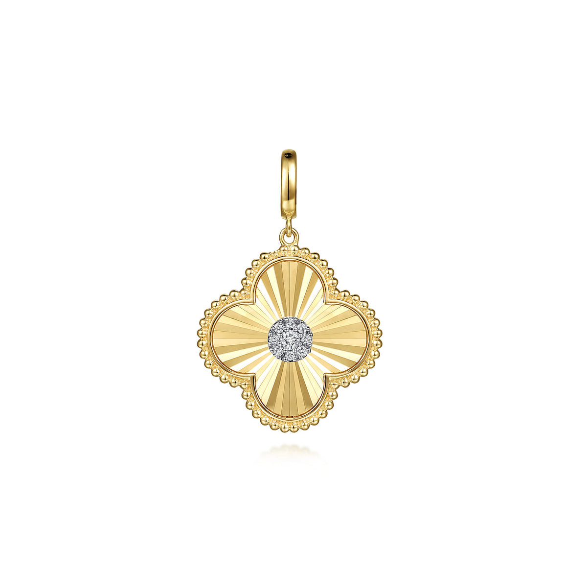 14K Yellow Gold Bujukan & Diamond Cut Diamond Clover Medallion Pendant with Detachable Bail — Gabriel & Co. PT6601Y45JJ