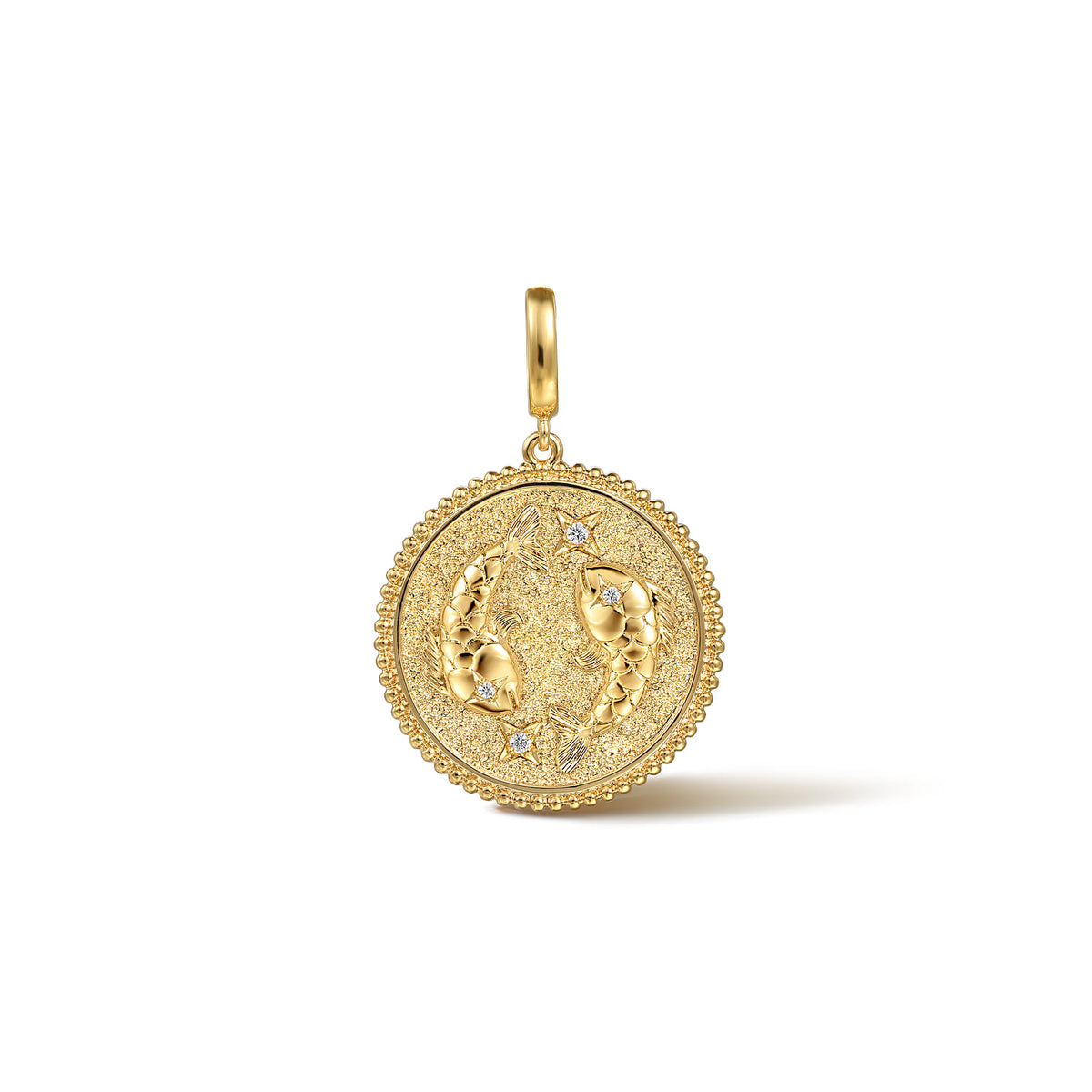 14K Yellow Gold Diamond Bujukan Pisces Medallion Pendant with Detachable Bail — Gabriel & Co. PT7566Y45JJ