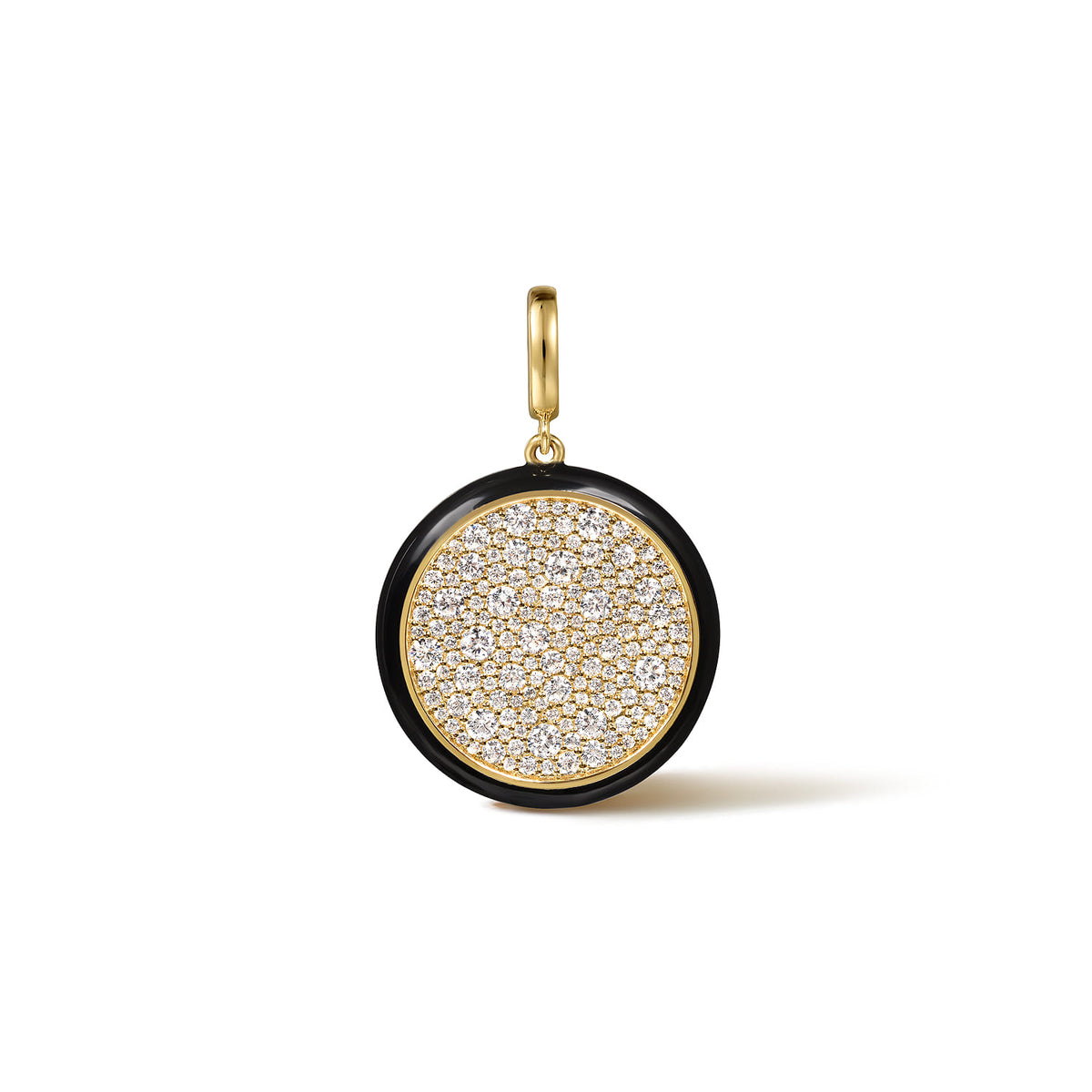 14K Yellow Gold Diamond Medallion with Detachable Bail with Black Enamel — Gabriel & Co. PT7600E8Y45JJ