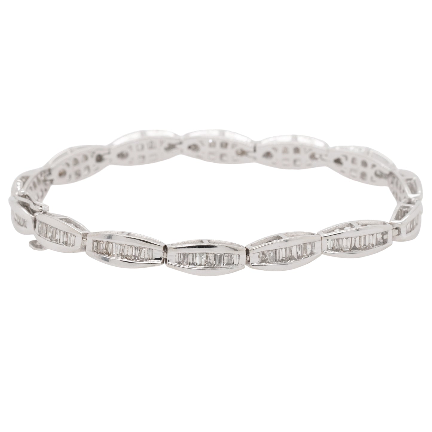 14k White Gold 2ctw Natural Diamond Baguette Tennis Bracelet
