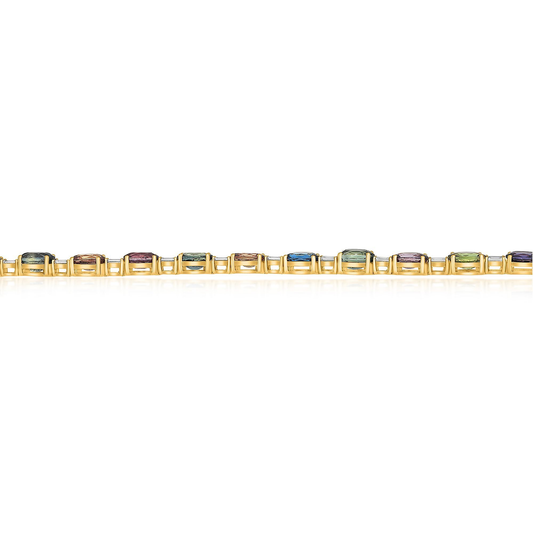 Oval Multi Colored Sapphire Bracelet — view 2
