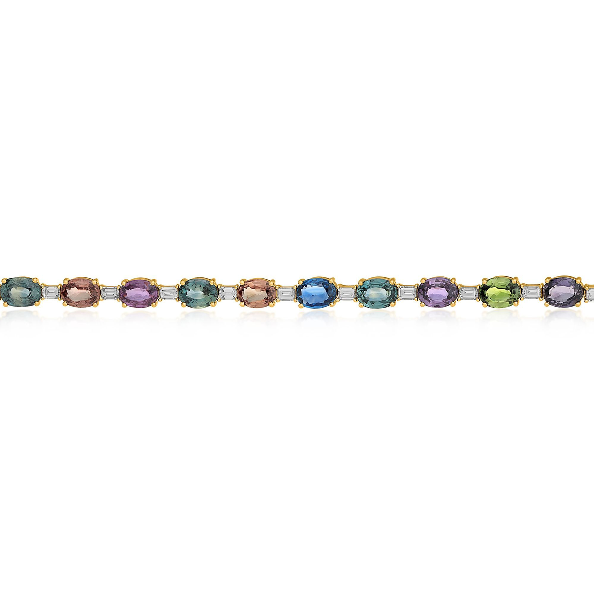 Oval Multi Colored Sapphire Bracelet — view 3
