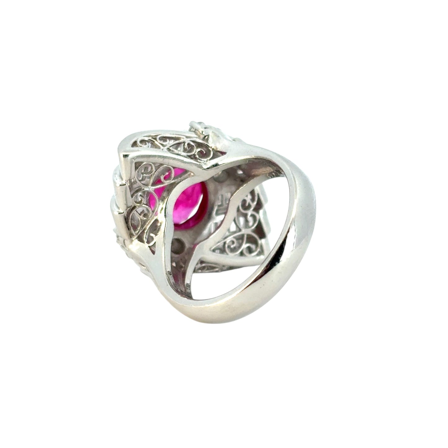 Platinum 3.97ct Cushion Cut Ruby and 1.84ctw Diamond Ring