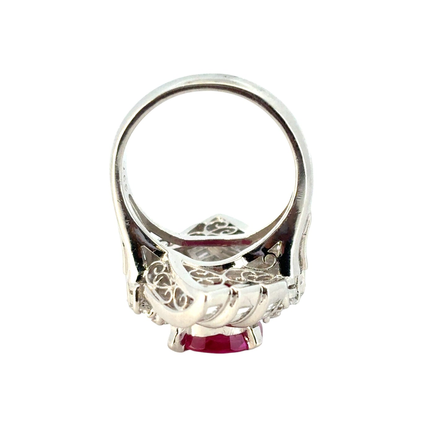 Platinum 3.97ct Cushion Cut Ruby and 1.84ctw Diamond Ring