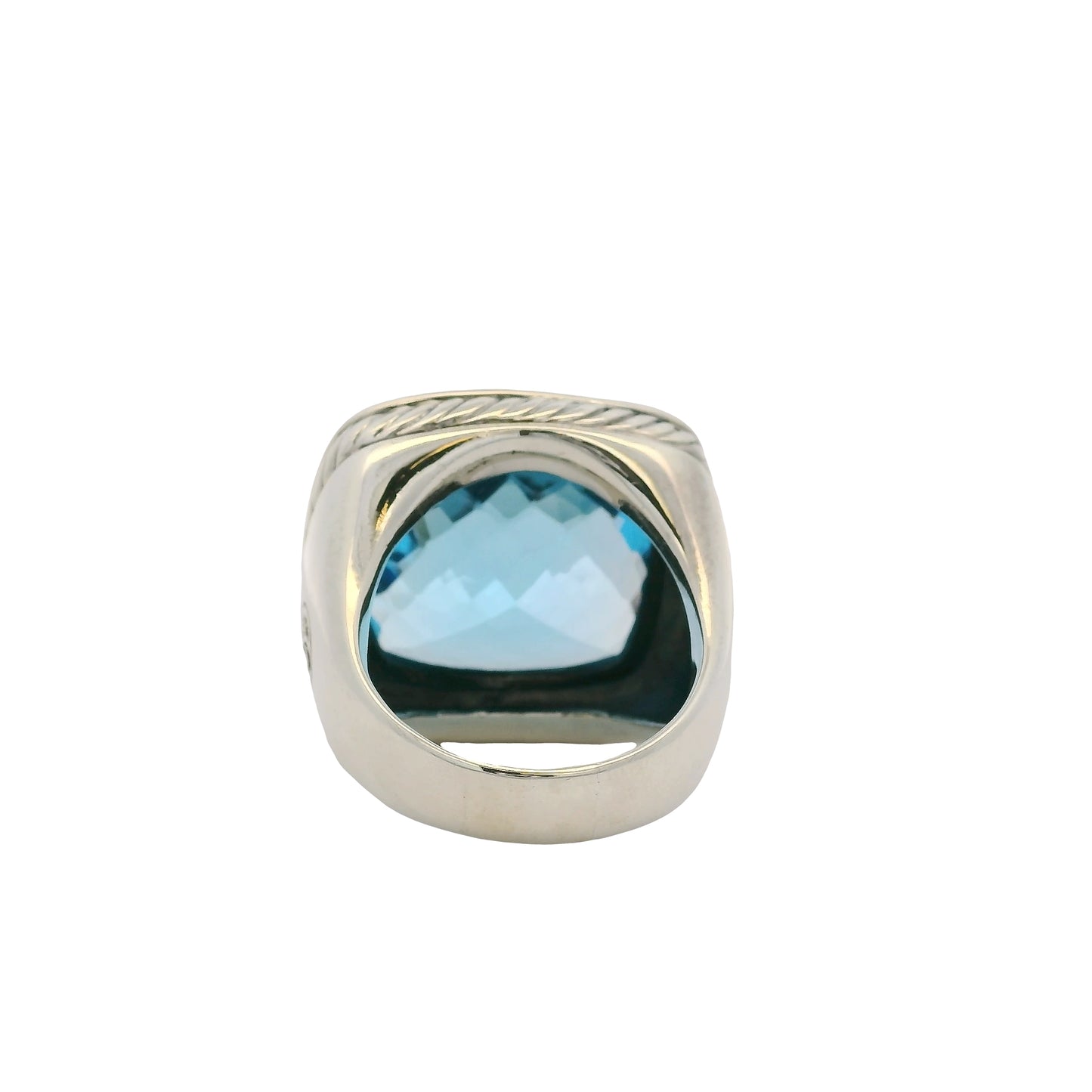 David Yurman Sterling Silver Blue Topaz & Diamonds Large Ring