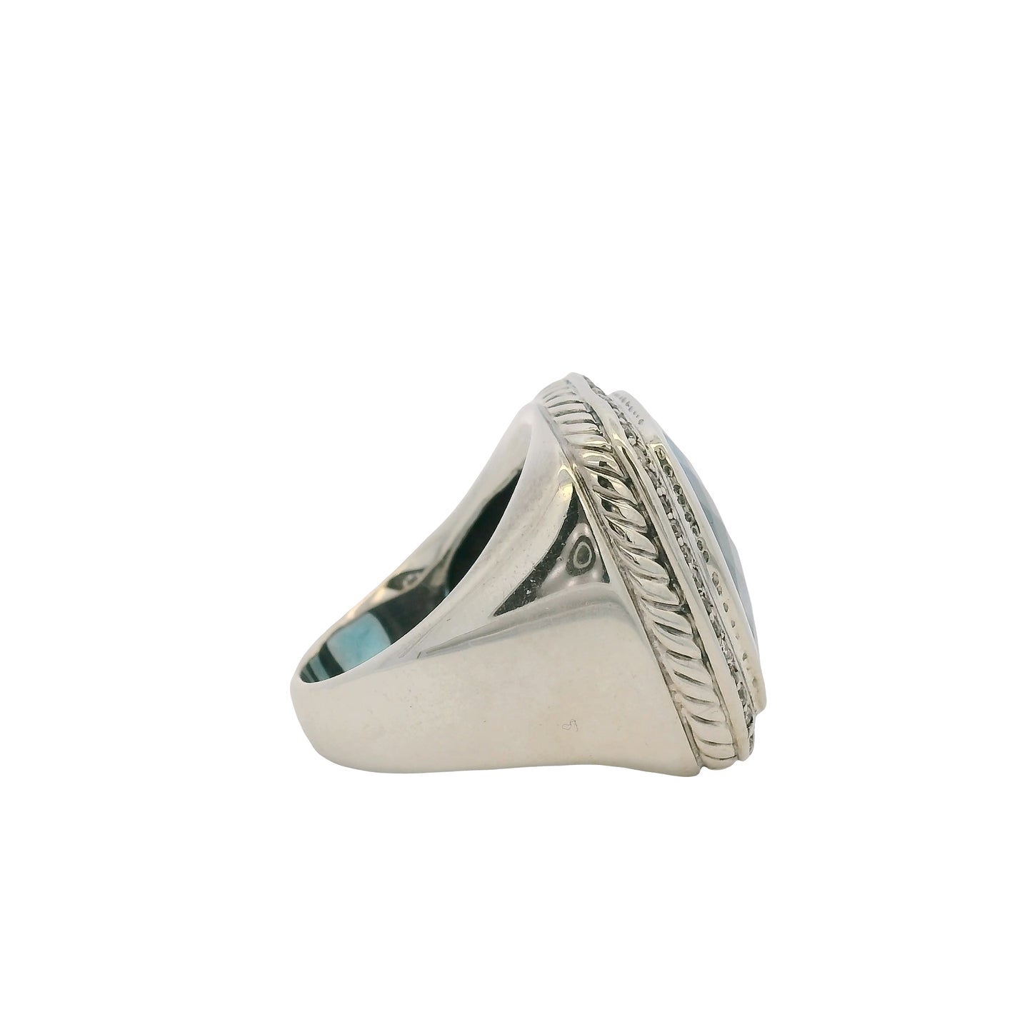 David Yurman Sterling Silver Blue Topaz & Diamonds Large Ring
