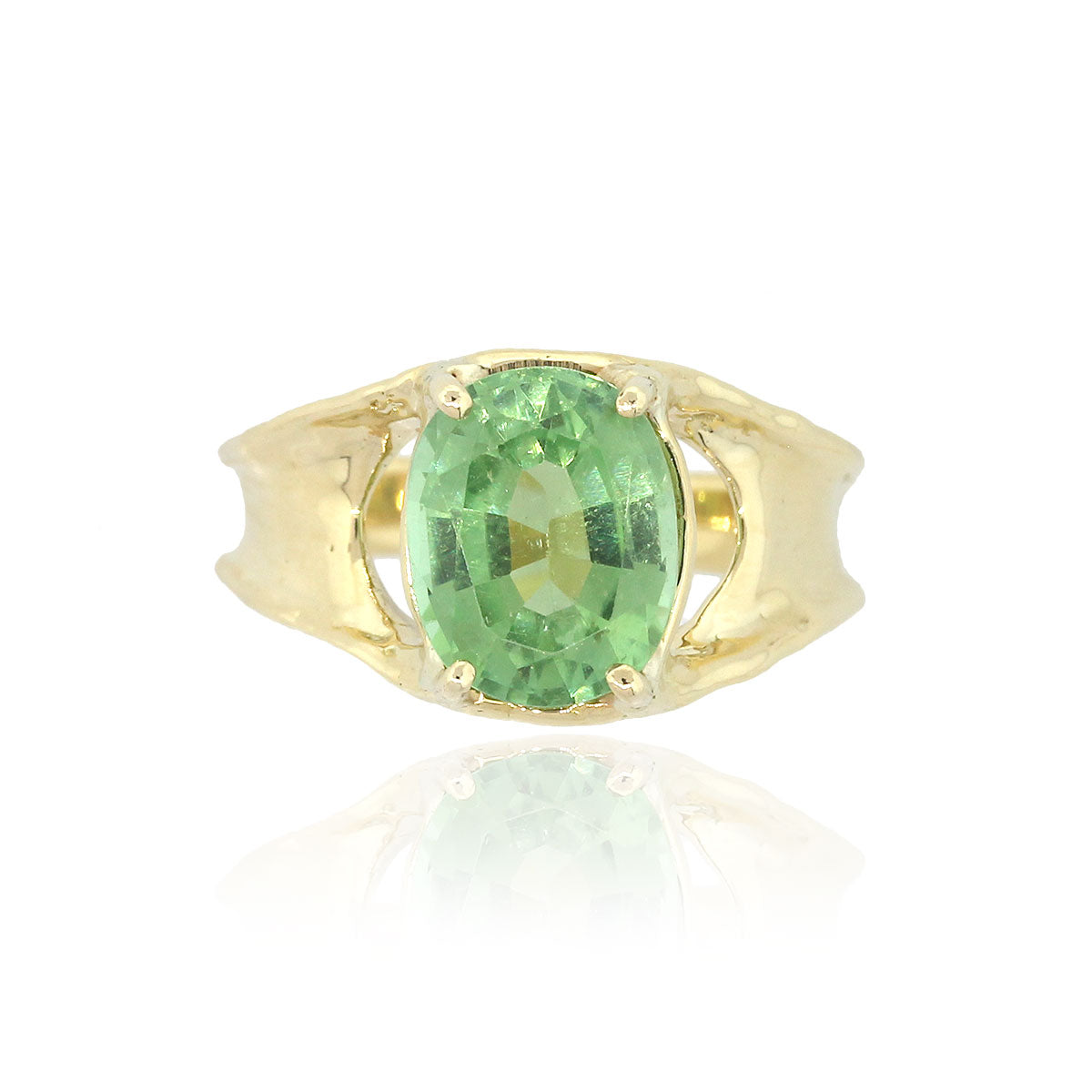 14k Yellow Gold Oval Cut Peridot Center Stone Ring