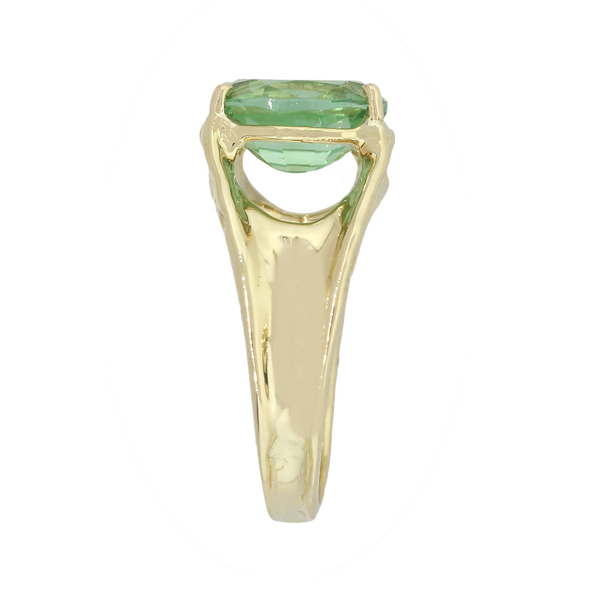 14k Yellow Gold Oval Cut Peridot Center Stone Ring