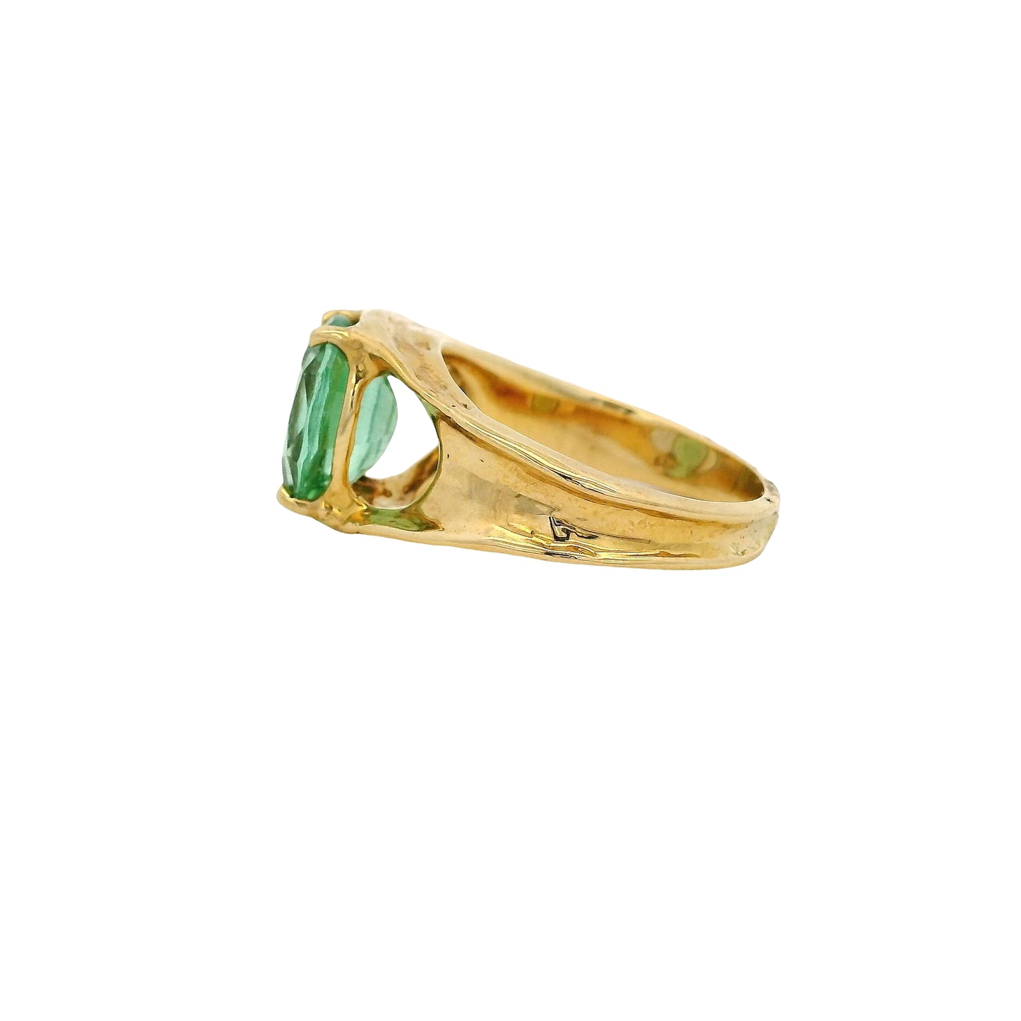 14k Yellow Gold Oval Cut Peridot Center Stone Ring