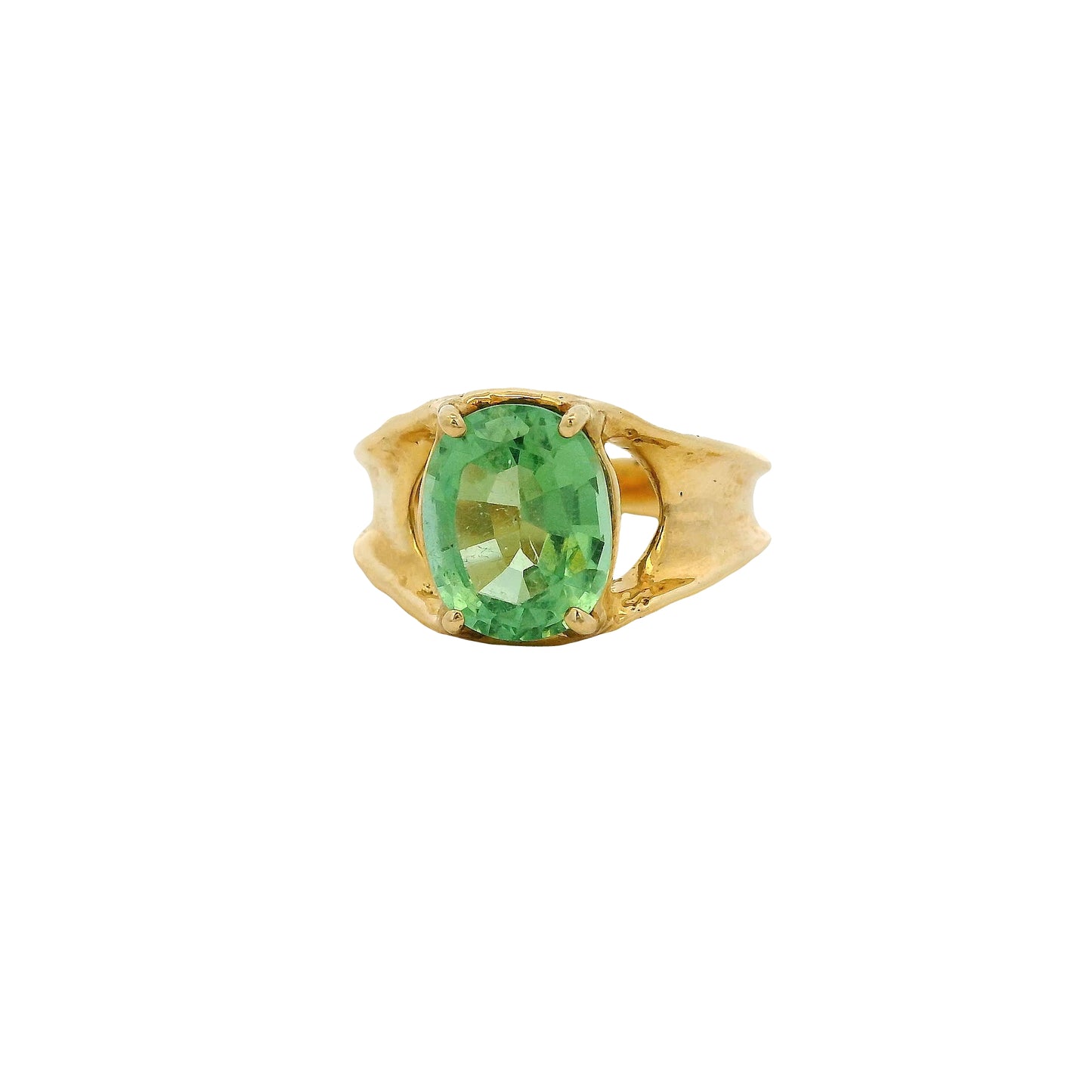 14k Yellow Gold Oval Cut Peridot Center Stone Ring