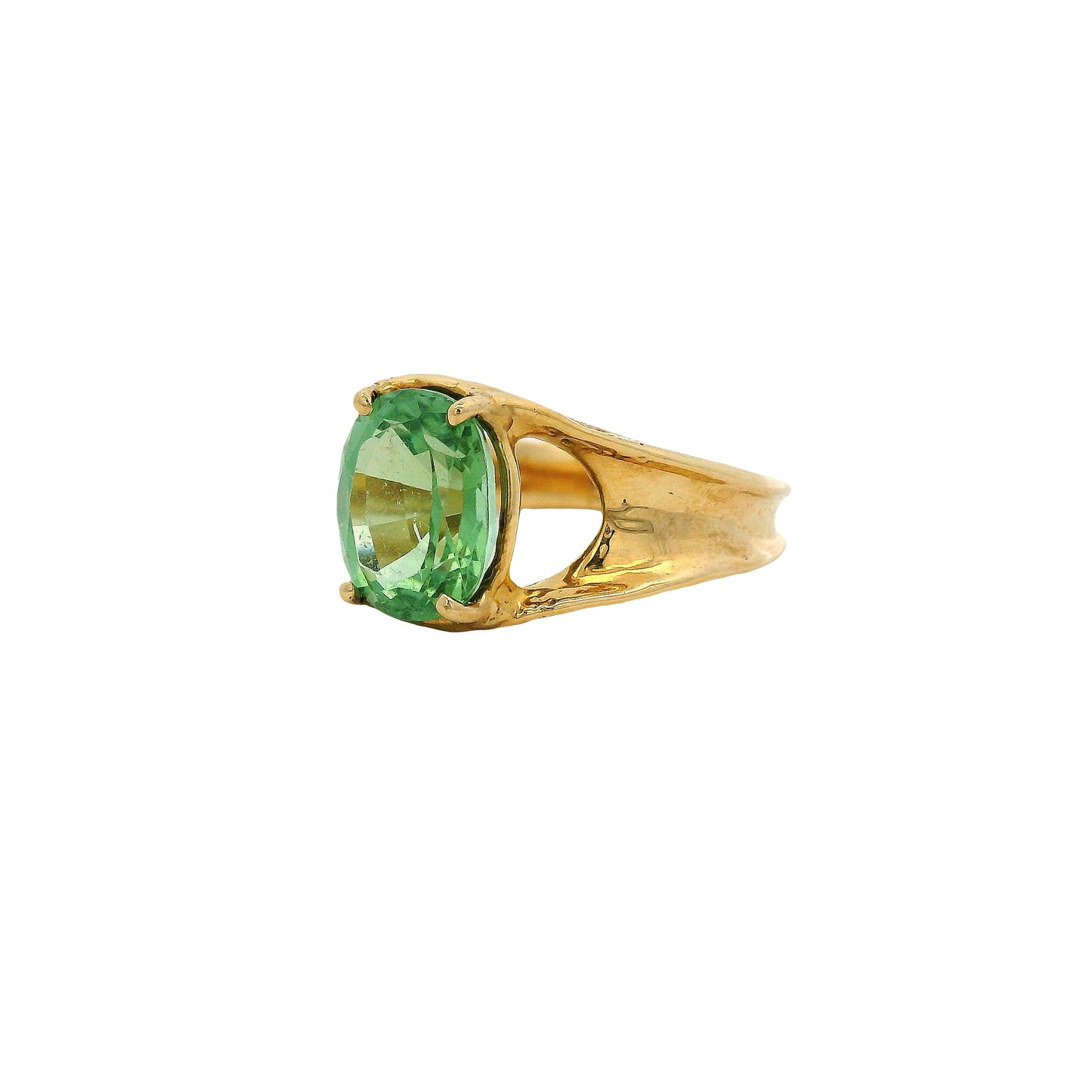 14k Yellow Gold Oval Cut Peridot Center Stone Ring