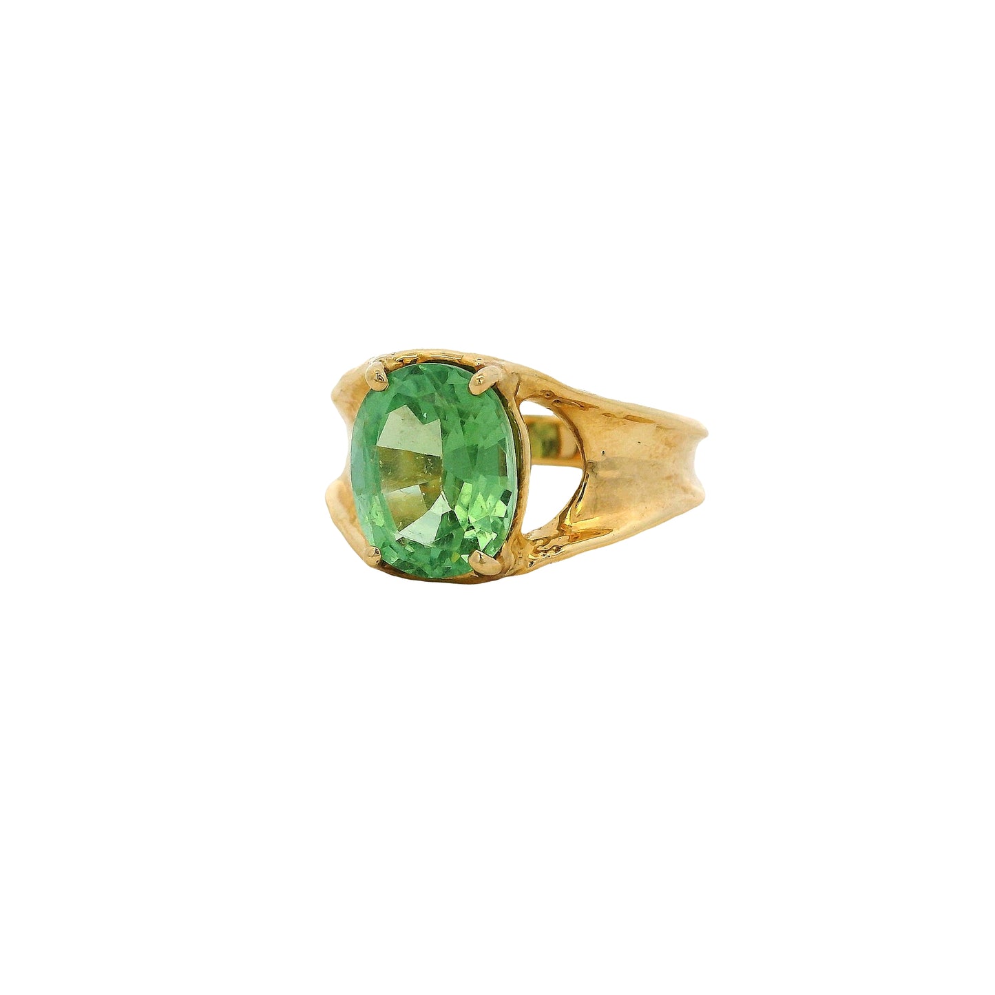 14k Yellow Gold Oval Cut Peridot Center Stone Ring