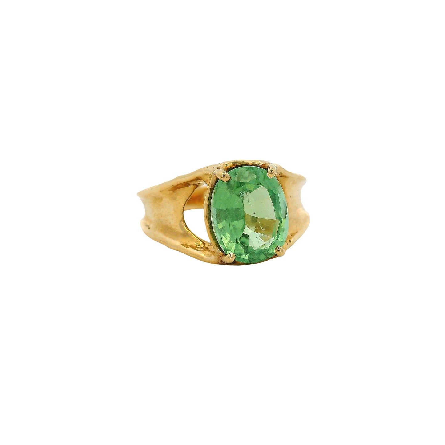 14k Yellow Gold Oval Cut Peridot Center Stone Ring