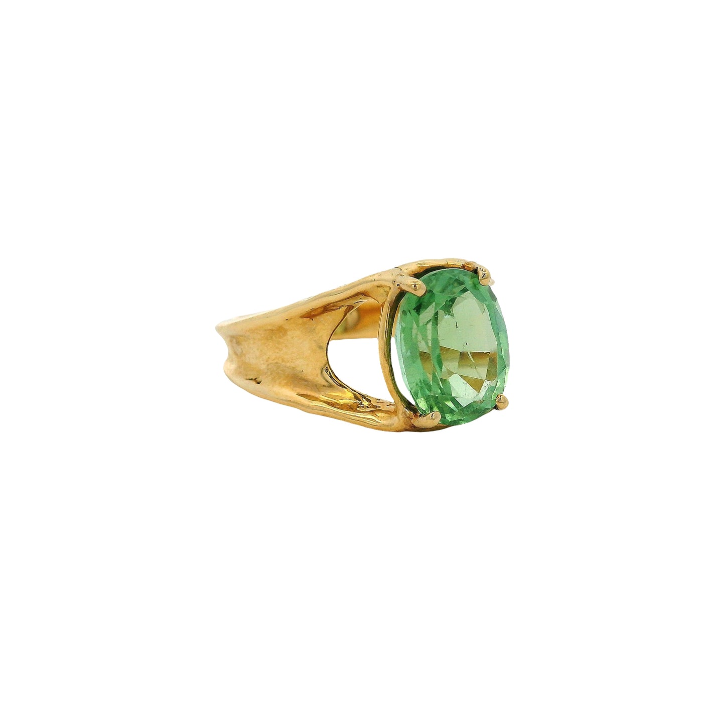 14k Yellow Gold Oval Cut Peridot Center Stone Ring