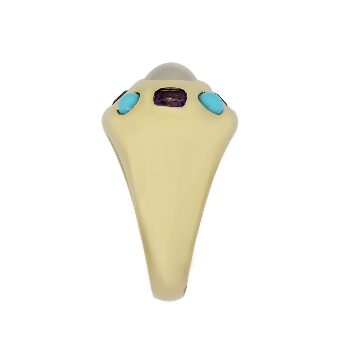14k Yellow Gold Turquoise Amethyst Moonstone Ring