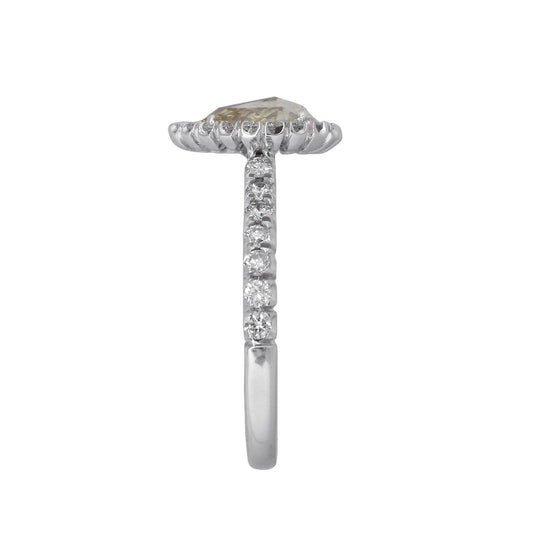14k White Gold 0.92ct Pear Shaped Diamond Halo Ring