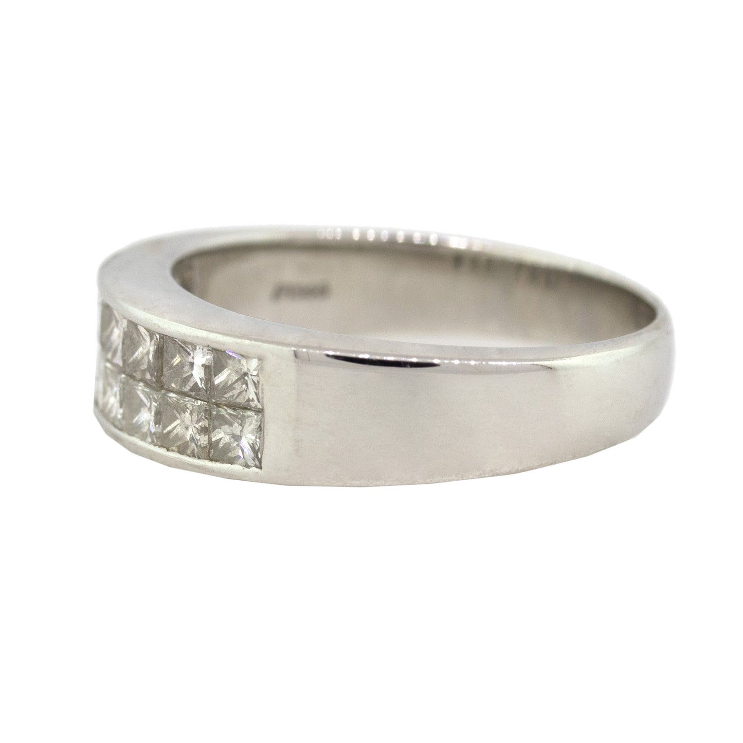 Platinum 0.4ctw Two Row Invisible Set Princess Cut Diamond Ring