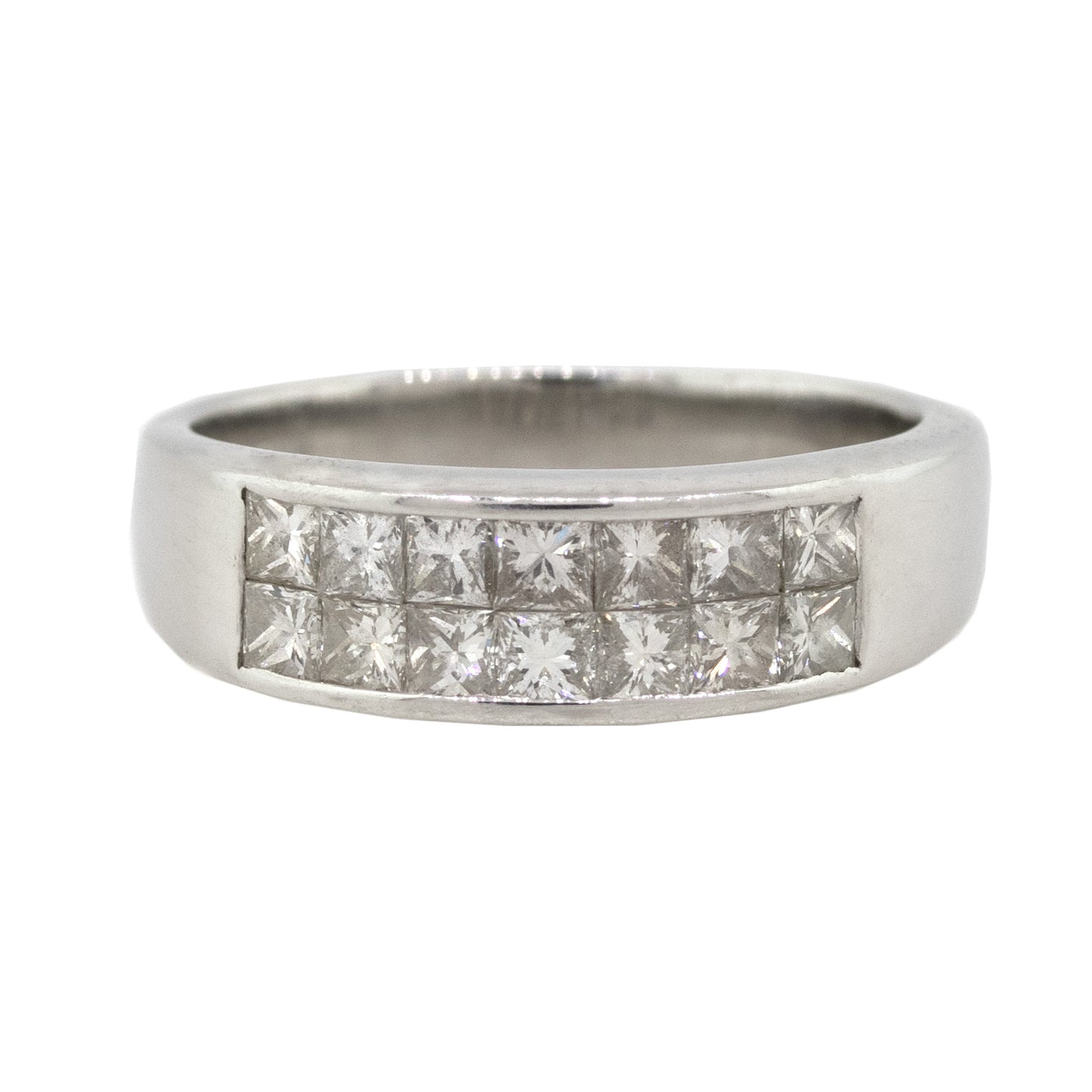 Platinum 0.4ctw Two Row Invisible Set Princess Cut Diamond Ring