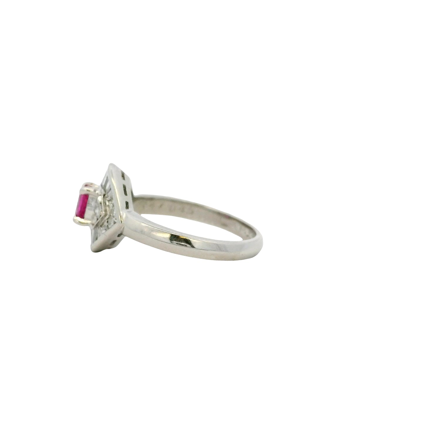 Platinum 0.47ct Oval Ruby Eye with Diamonds Cocktail Ring