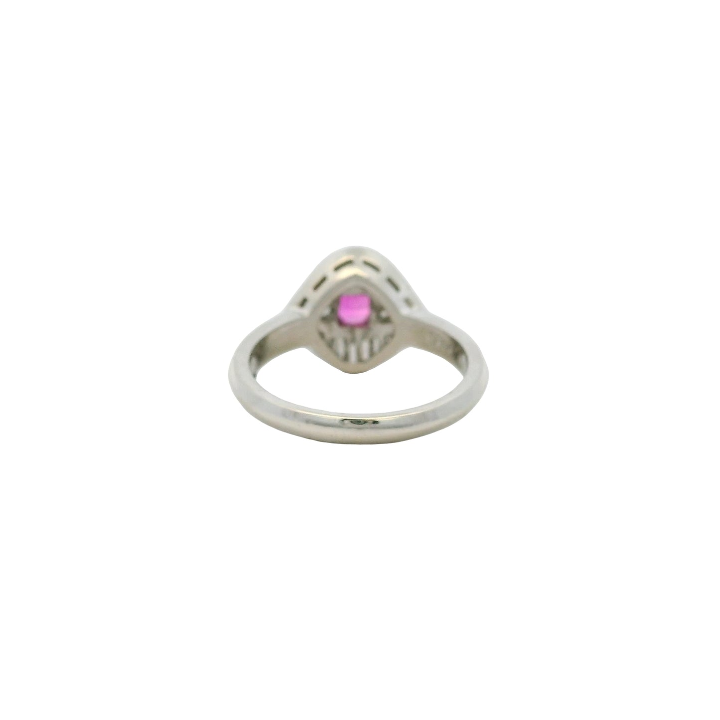 Platinum 0.47ct Oval Ruby Eye with Diamonds Cocktail Ring