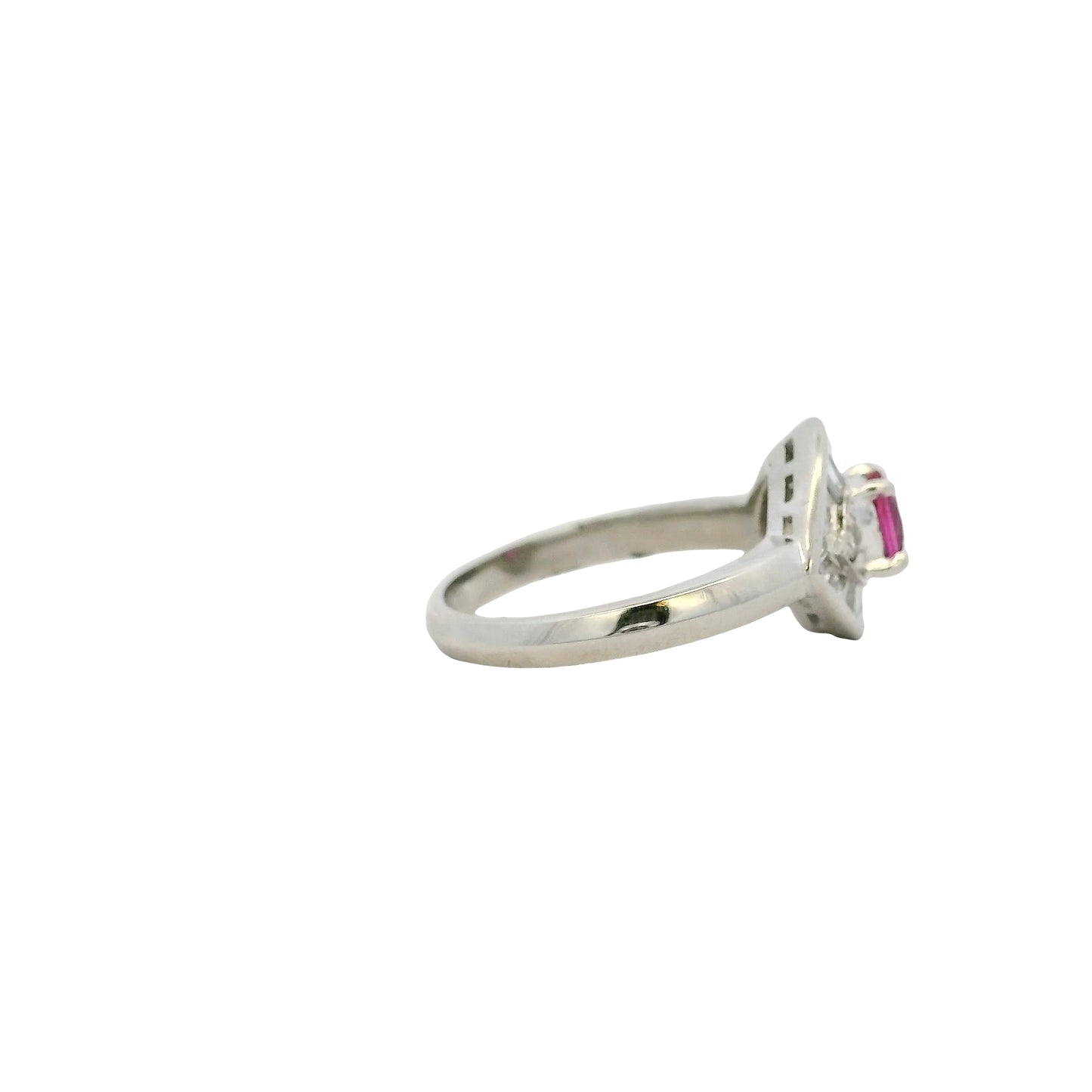 Platinum 0.47ct Oval Ruby Eye with Diamonds Cocktail Ring