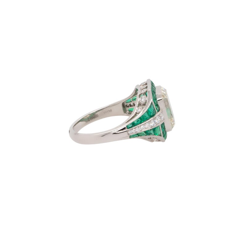 Platinum 5.38ctw Diamond and Emerald Ring