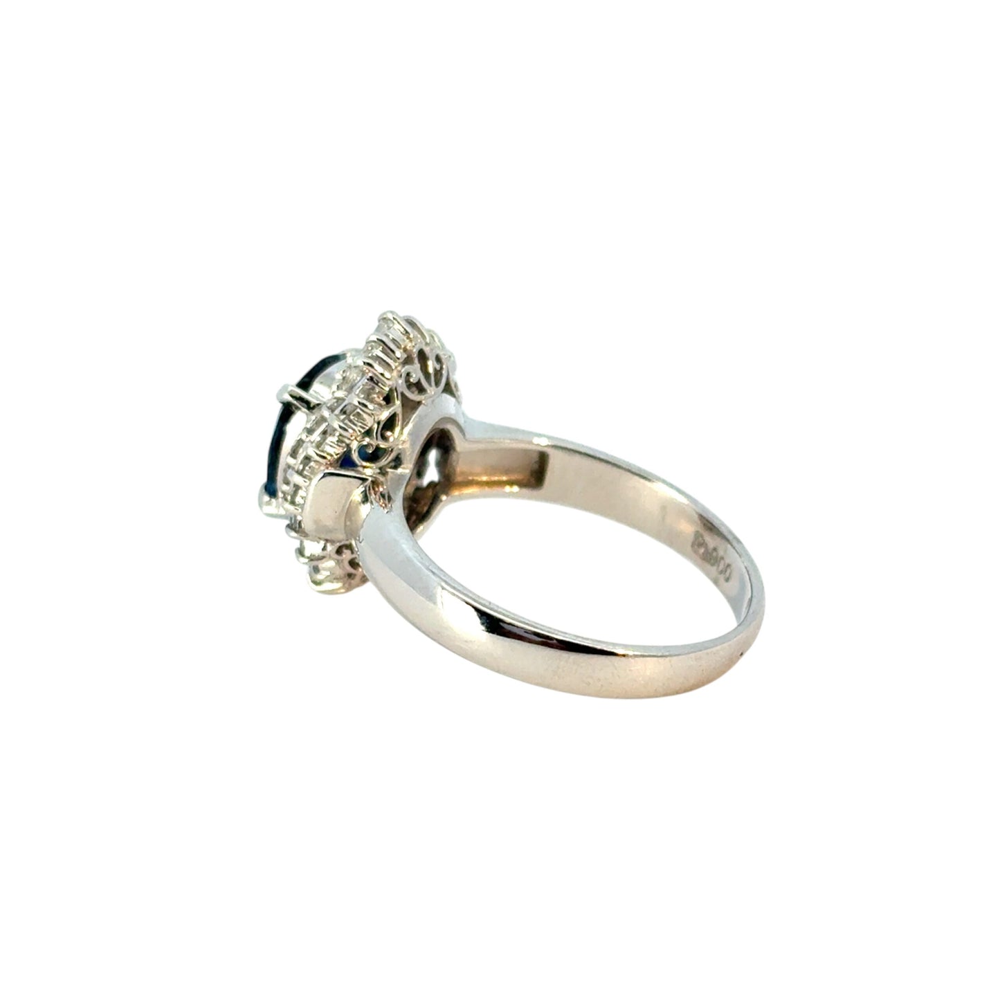 Platinum 1.98ct Oval Sapphire Center Diamond Cocktail Ring