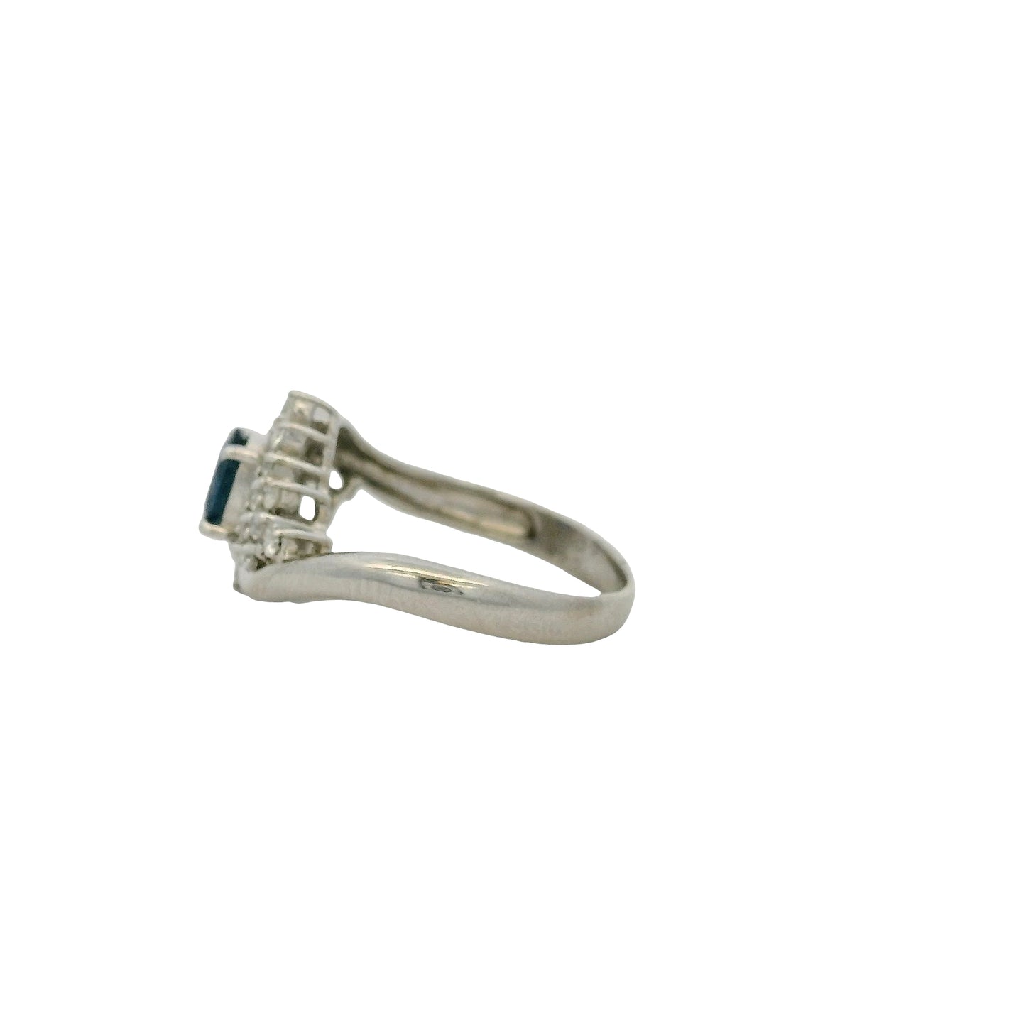 Platinum 0.48ct Oval Cut Sapphire Diamond Cocktail Spiral Ring
