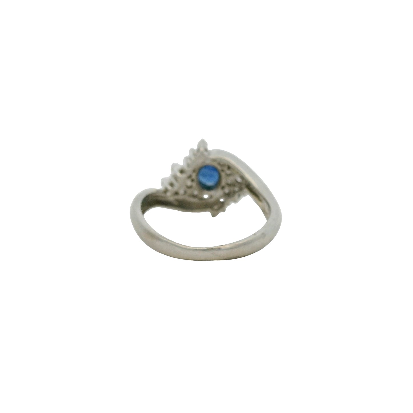 Platinum 0.48ct Oval Cut Sapphire Diamond Cocktail Spiral Ring
